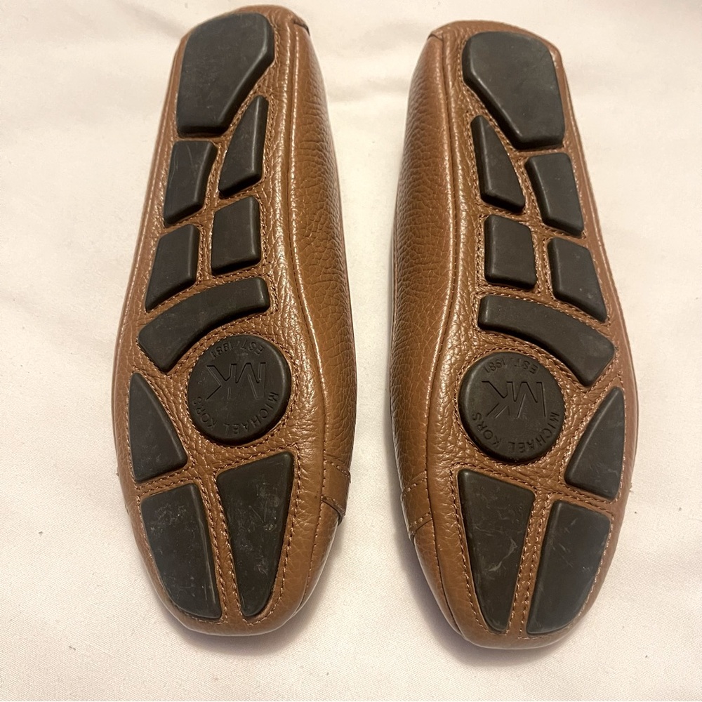 Michael Kors Fulton brown pebbled leather moccasins loafers shoes - Picture 5 of 8